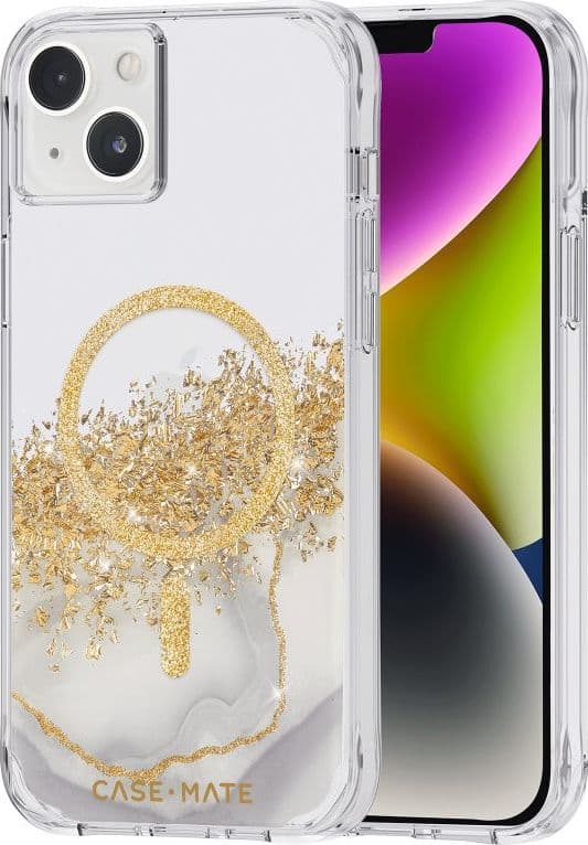 Case-Mate Karat MagSafe - Case decorated in gold for iPhone 14 Plus (Marble) - 13