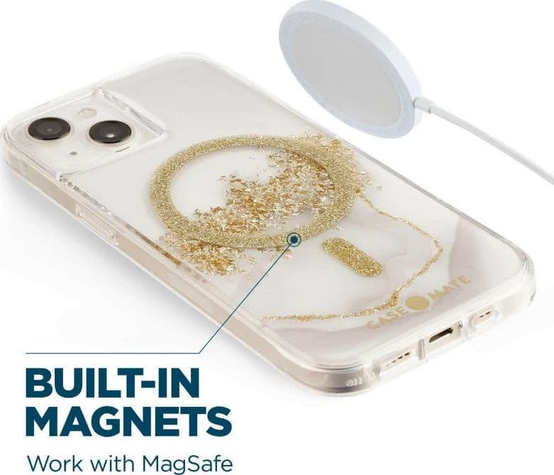 Case-Mate Karat MagSafe - Case decorated in gold for iPhone 14 Plus (Marble) - 14