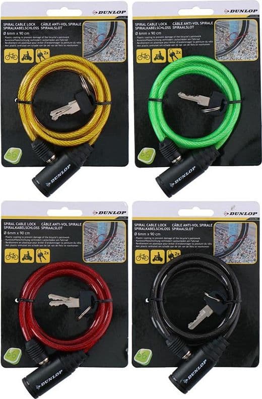 Dunlop - Keyed spiral bike lock (Yellow) - 4