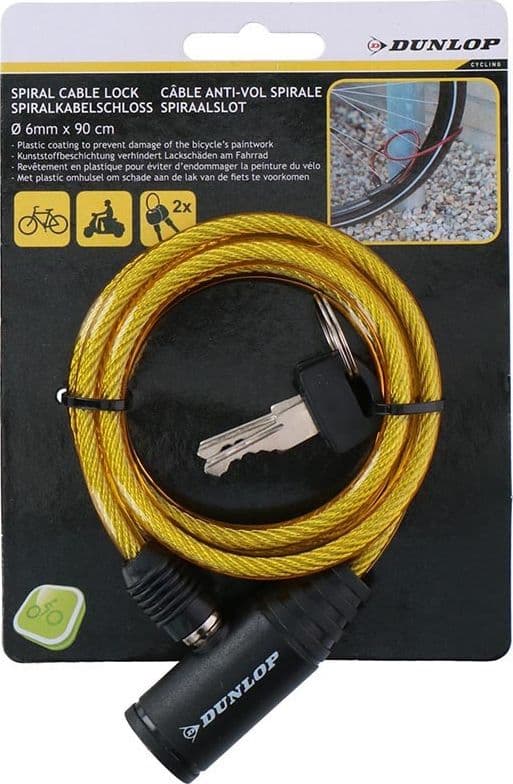 Dunlop - Keyed spiral bike lock (Yellow) - 7