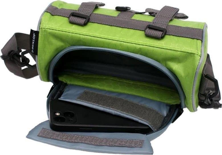 Dunlop - Handlebar bag / bicycle pannier with smartphone pocket (green) - 14