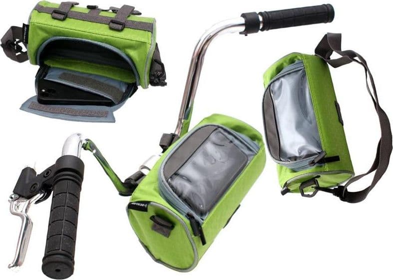 Dunlop - Handlebar bag / bicycle pannier with smartphone pocket (green) - 3