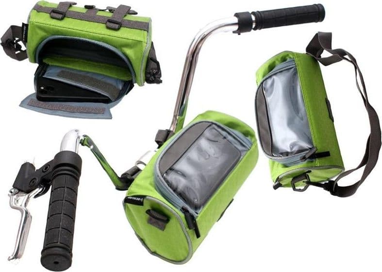 Dunlop - Handlebar bag / bicycle pannier with smartphone pocket (green) - 10