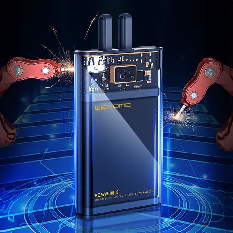 WEKOME WP-323 Vanguard Series - Power bank 10000 mAh Super Charging with integrated USB-C & Lightning cable PD 20W + QC 22.5W (B - 14