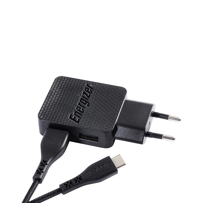 Energizer HardCase - 2x USB-A 12W mains charger + USB-C & Micro USB cable (Black) - 14