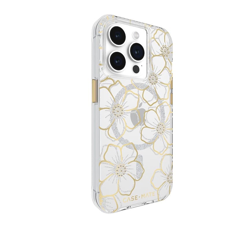 Case-Mate Floral Gems MagSafe - iPhone 15 Pro Case (Gold) - 2
