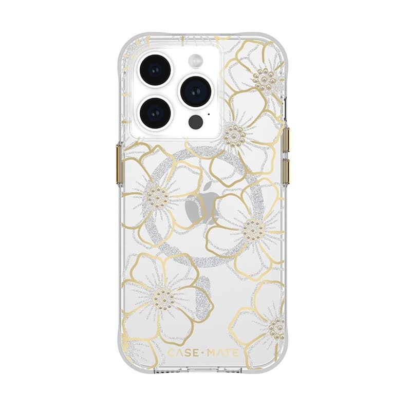 Case-Mate Floral Gems MagSafe - iPhone 15 Pro Case (Gold) - 11