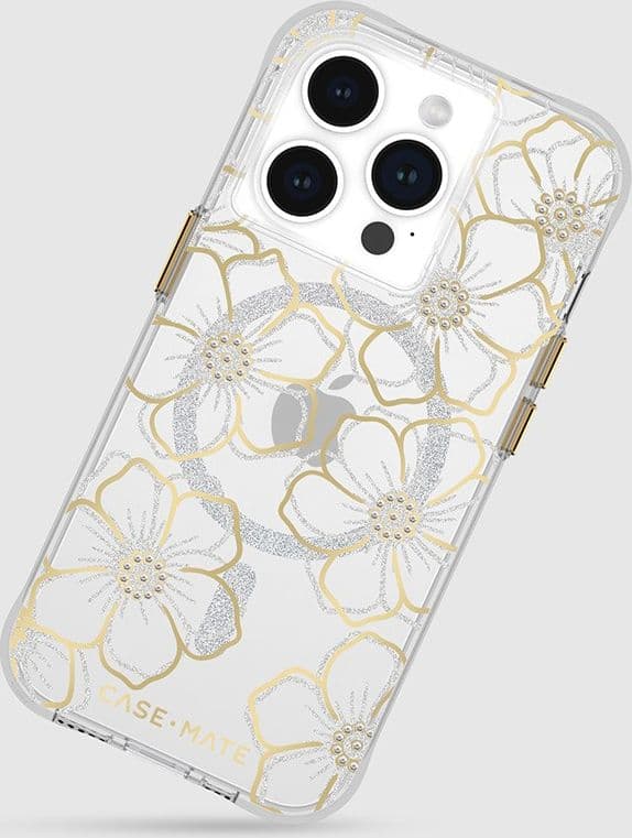Case-Mate Floral Gems MagSafe - iPhone 15 Pro Case (Gold) - 18