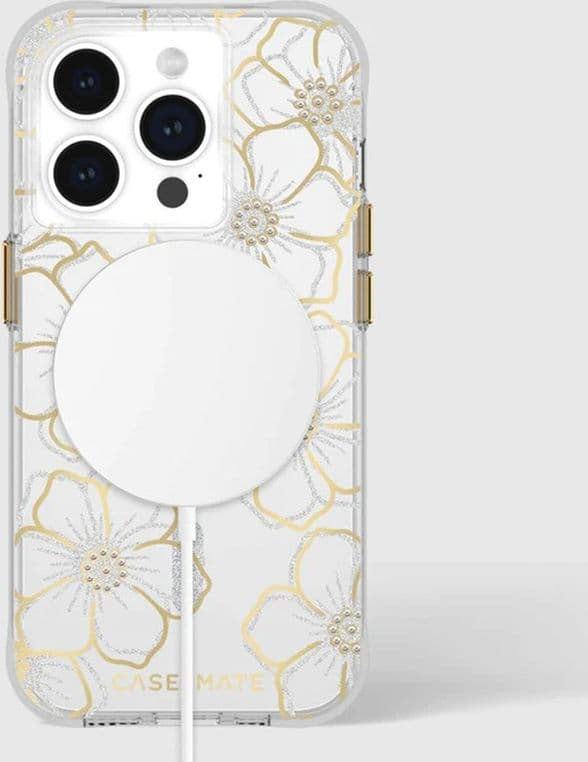 Case-Mate Floral Gems MagSafe - iPhone 15 Pro Case (Gold) - 19