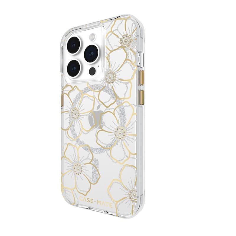 Case-Mate Floral Gems MagSafe - iPhone 15 Pro Case (Gold) - 3