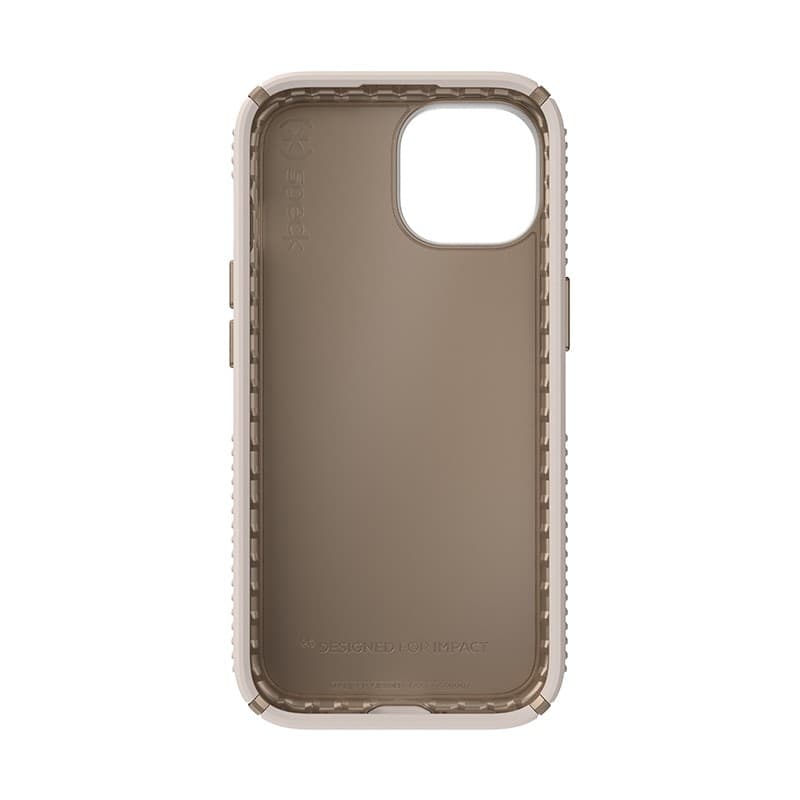 Speck Presidio2 Grip - Custodia per iPhone 16e / iPhone 15 / iPhone 14 / iPhone 13 (Osso sbiancato / Oro antico / Marrone noccio - 16