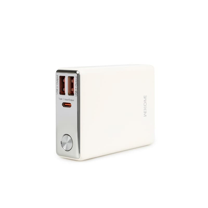 WEKOME WP-27 Tint Series - Power bank 10000 mAh Super Fast Charging USB-C PD 20W + 2x USB-A QC3.0 22.5W (White) - 16