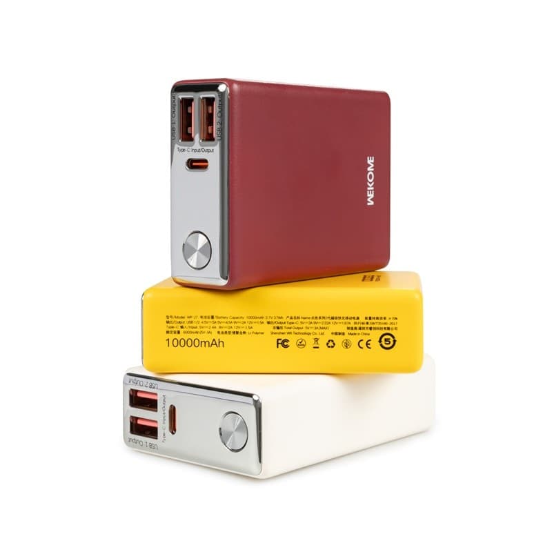 WEKOME WP-27 Tint Series - Power bank 10000 mAh Super Fast Charging USB-C PD 20W + 2x USB-A QC3.0 22.5W (White) - 20