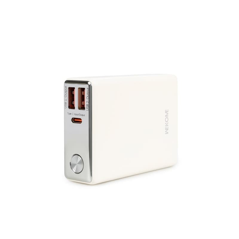 WEKOME WP-27 Tint Series - Power bank 10000 mAh Super Fast Charging USB-C PD 20W + 2x USB-A QC3.0 22.5W (White) - 6