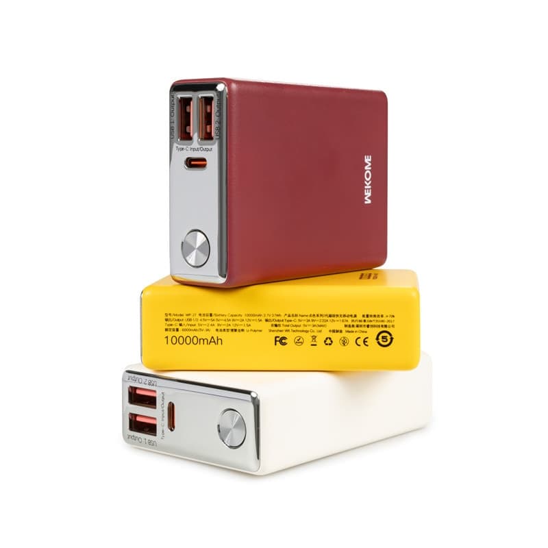 WEKOME WP-27 Tint Series - Power bank 10000 mAh Super Fast Charging USB-C PD 20W + 2x USB-A QC3.0 22.5W (White) - 10