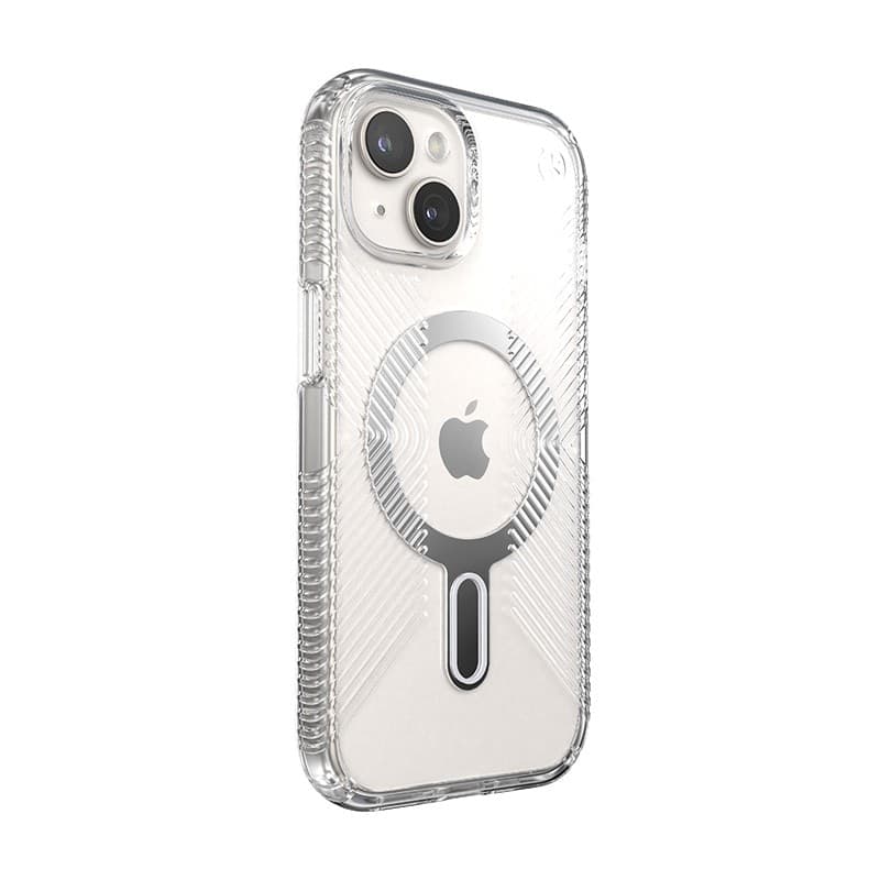 Speck Presidio Perfect-Clear Grip ClickLock e MagSafe - Custodia per iPhone 16e / iPhone 15 / iPhone 14 / iPhone 13 (Trasparente - 18
