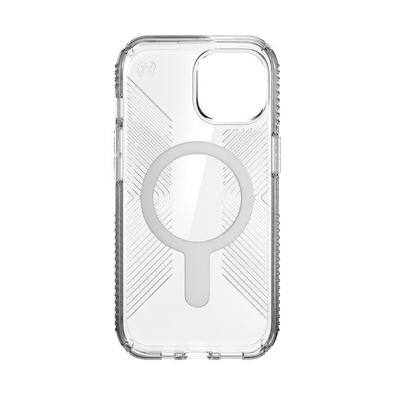 Speck Presidio Perfect-Clear Grip ClickLock e MagSafe - Custodia per iPhone 16e / iPhone 15 / iPhone 14 / iPhone 13 (Trasparente - 20