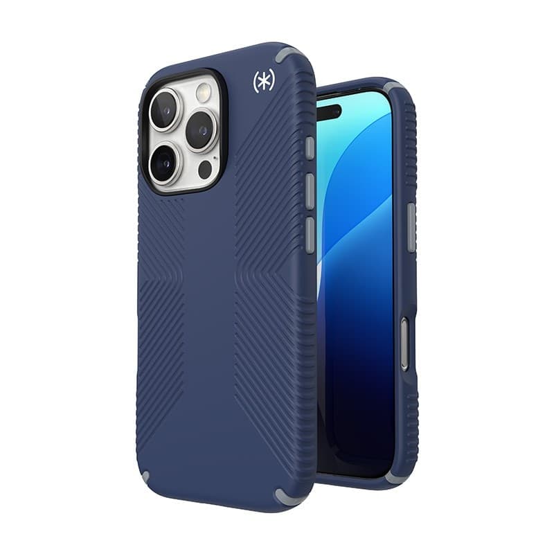 Speck Presidio2 Grip - Custodia per iPhone 16 Pro (Blu costiero / Grigio polvere / Bianco) - 11