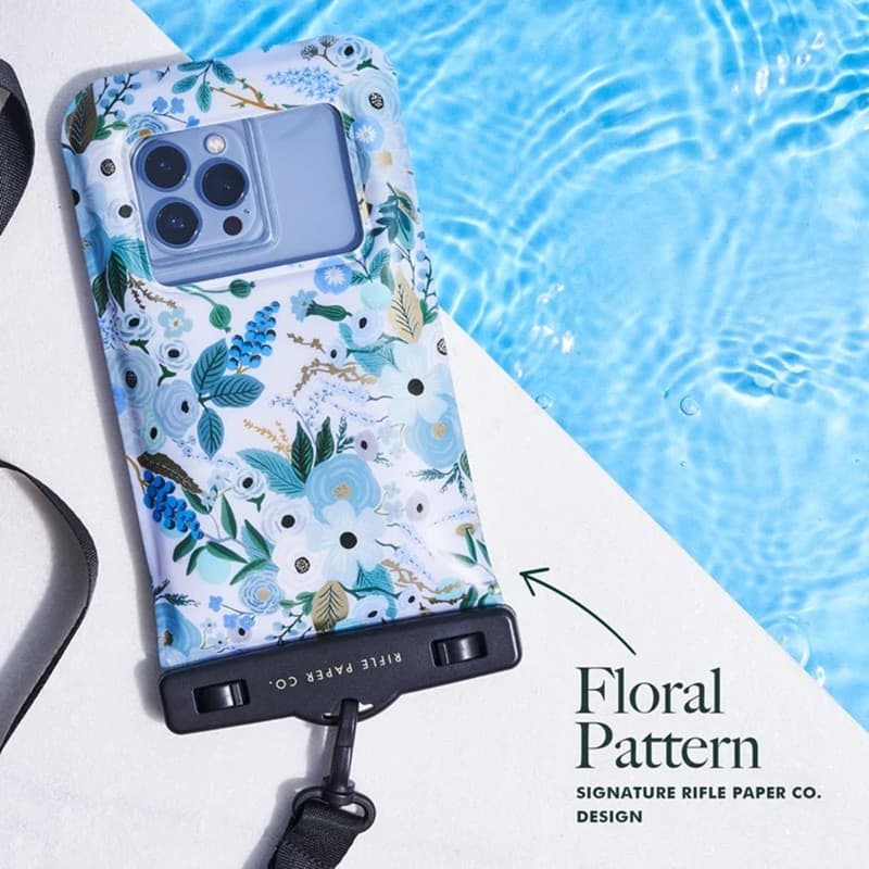 Rifle Paper Waterproof Floating Pouch - Waterproof case for smartphones up to 6.7" (Garden Party Blue) - 8