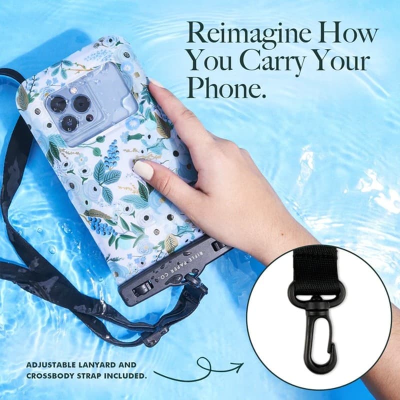 Rifle Paper Waterproof Floating Pouch - Waterproof case for smartphones up to 6.7" (Garden Party Blue) - 9