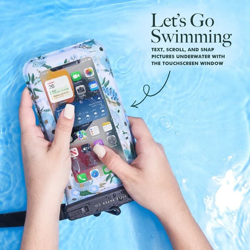 Rifle Paper Waterproof Floating Pouch - Waterproof case for smartphones up to 6.7" (Garden Party Blue) - 10