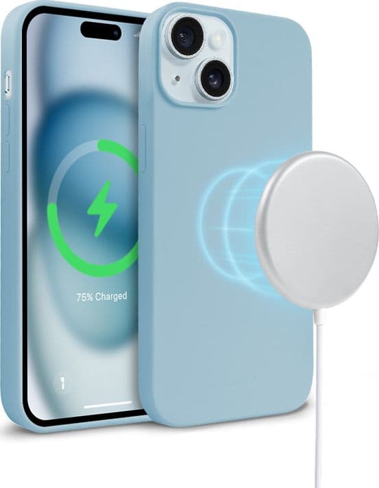 Crong Color Cover Magnetic - Custodia MagSafe per iPhone 15 (Blu) - 5