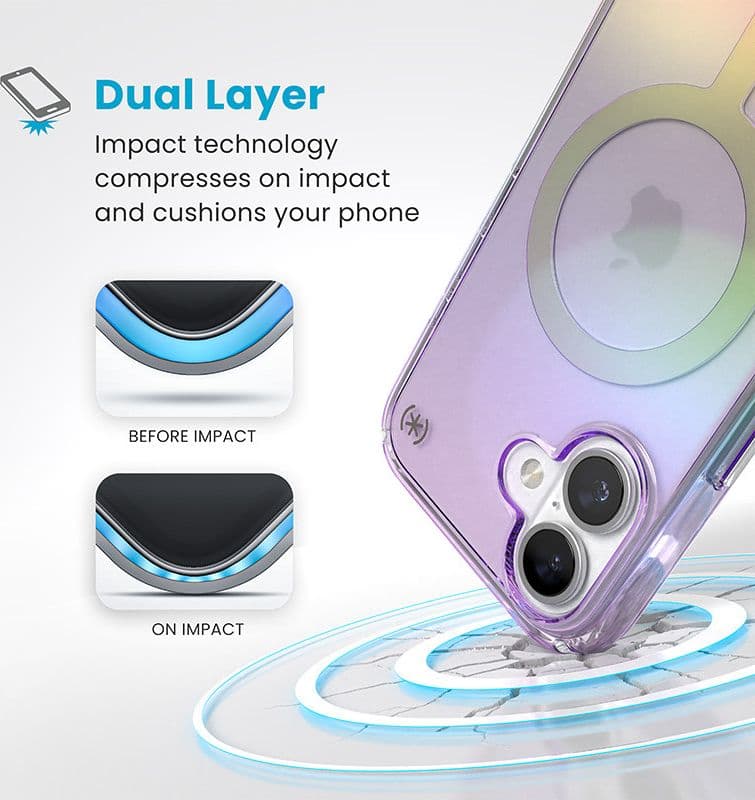 Speck Presidio2 Lux MagSafe - Custodia per iPhone 16 (viola incredibile / trasparente) - 2