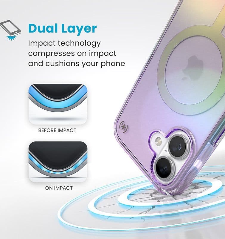 Speck Presidio2 Lux MagSafe - Custodia per iPhone 16 (viola incredibile / trasparente) - 12