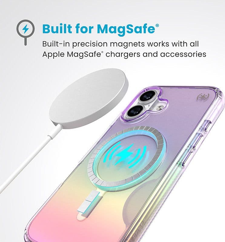 Speck Presidio2 Lux MagSafe - Custodia per iPhone 16 (viola incredibile / trasparente) - 3