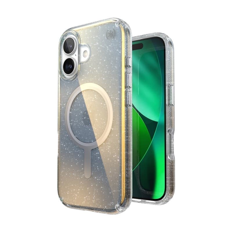 Speck Presidio Lux MagSafe - Custodia per iPhone 17 (Glitter Hyper Mirror / Argento metallizzato) - 11