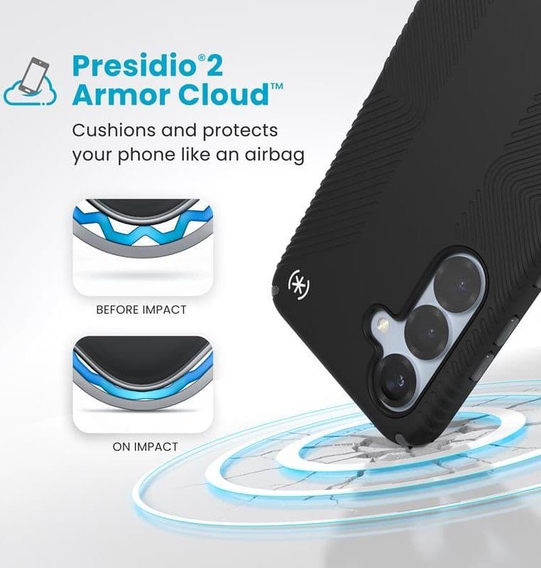Speck Presidio2 Grip - Custodia per Samsung Galaxy S25 / S24 (Nero/Grigio ardesia/Bianco) - 13