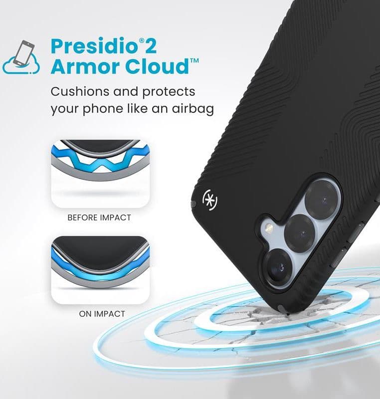 Speck Presidio2 Grip - Custodia per Samsung Galaxy S25 / S24 (Nero/Grigio ardesia/Bianco) - 3