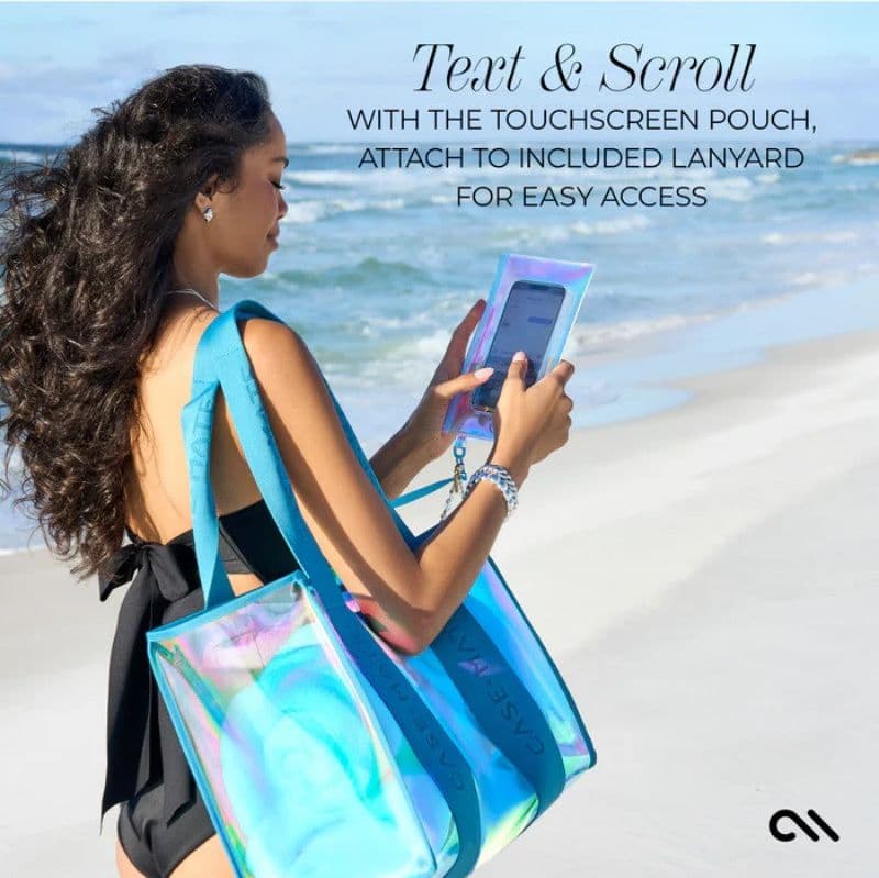 Case-Mate Large Travel Tote Bag – Waterproof Shoulder Bag with Phone Pouch (Emerald Blue Soap Bubble) - 3