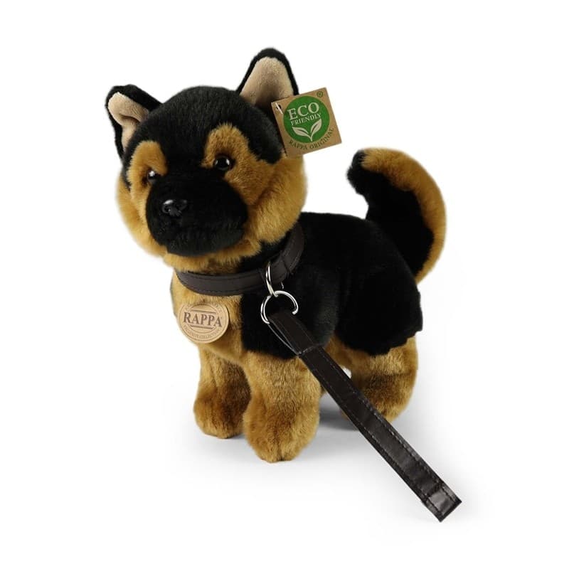 Rappa - Plush realistic toy Standing German Shepherd Dog with Leash 23 cm Eco-Friendly - 6