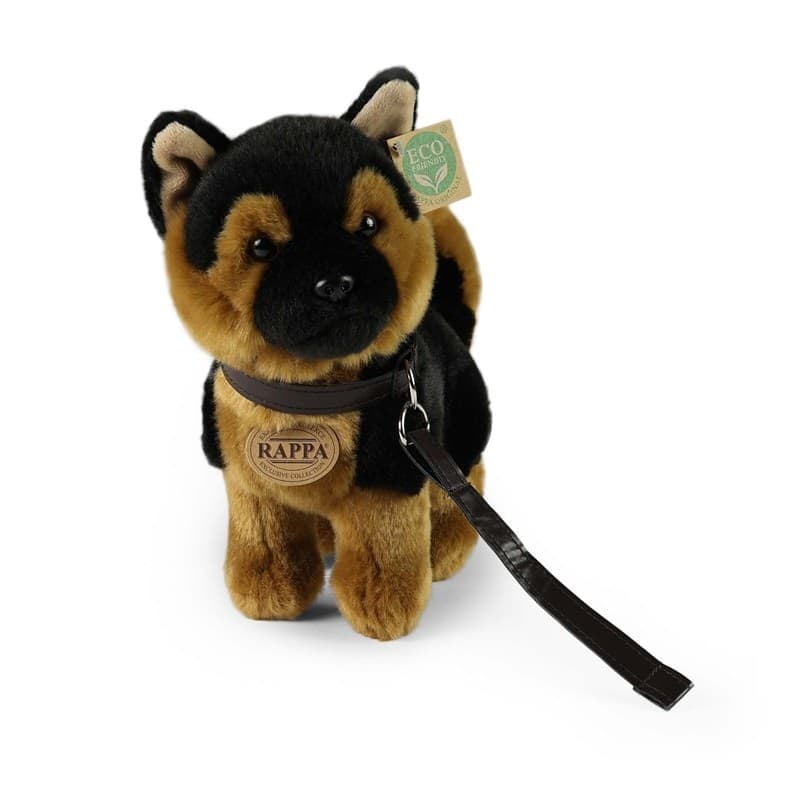 Rappa - Plush realistic toy Standing German Shepherd Dog with Leash 23 cm Eco-Friendly - 7