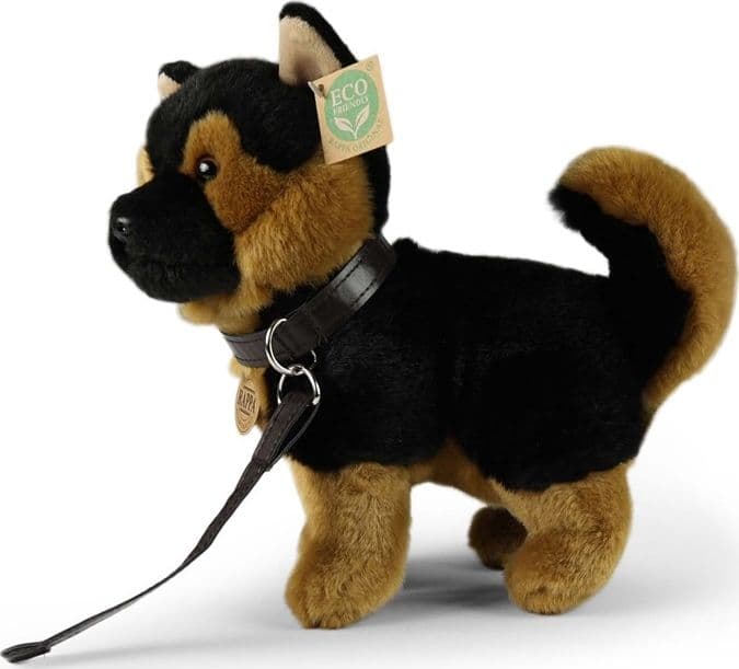 Rappa - Plush realistic toy Standing German Shepherd Dog with Leash 23 cm Eco-Friendly - 8