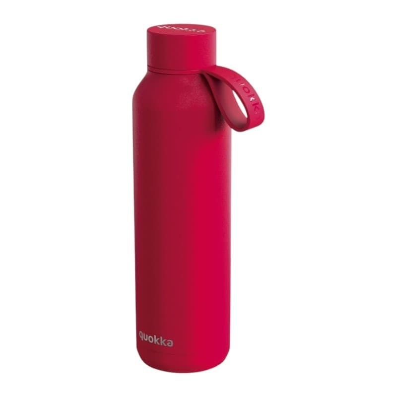 Quokka Solid con cinturino - Thermos in acciaio inossidabile da 630 ml con cinturino (rosso ciliegia) - 7