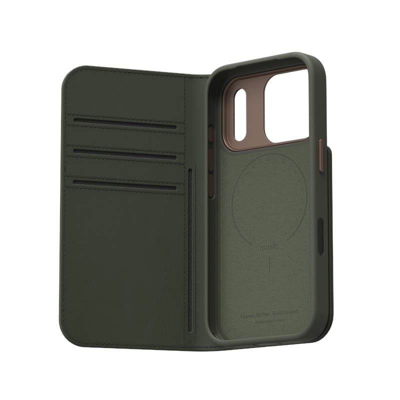 Moshi Overture MagSafe - Leather 3-in-1 Flip Case iPhone 17 Pro (Moss Green) - 11