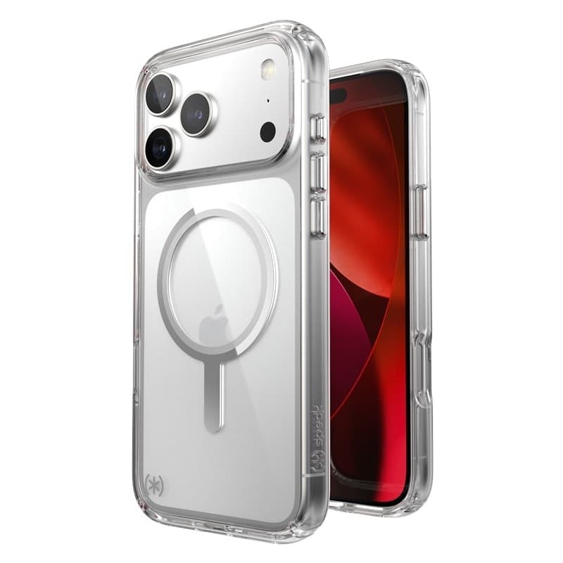 Speck Presidio Perfect Clear MagSafe - Custodia per iPhone 17 Pro Max (trasparente/argento) - 11