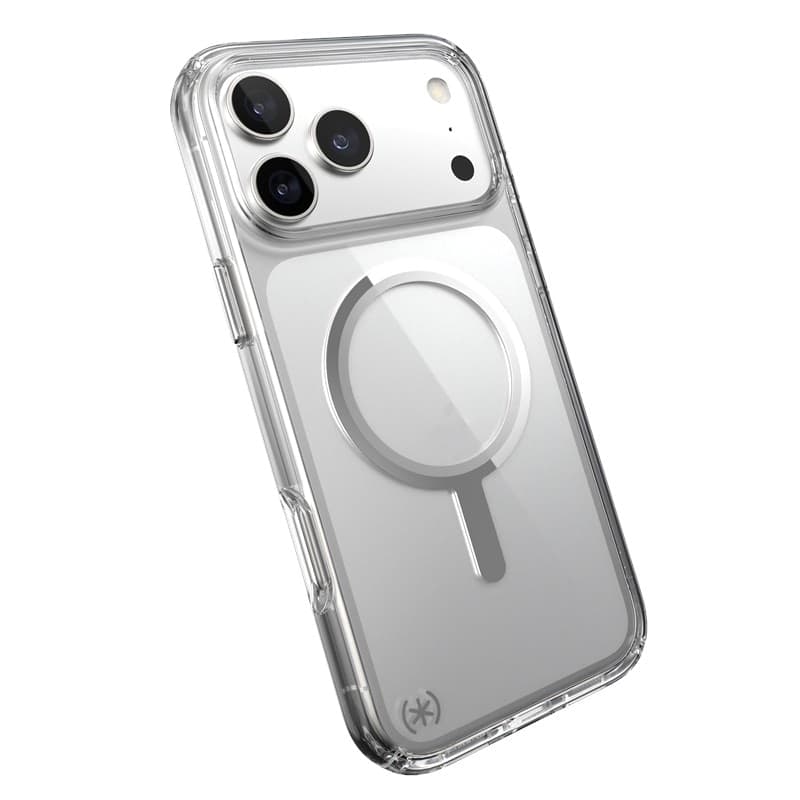 Speck Presidio Perfect Clear MagSafe - Custodia per iPhone 17 Pro Max (trasparente/argento) - 17