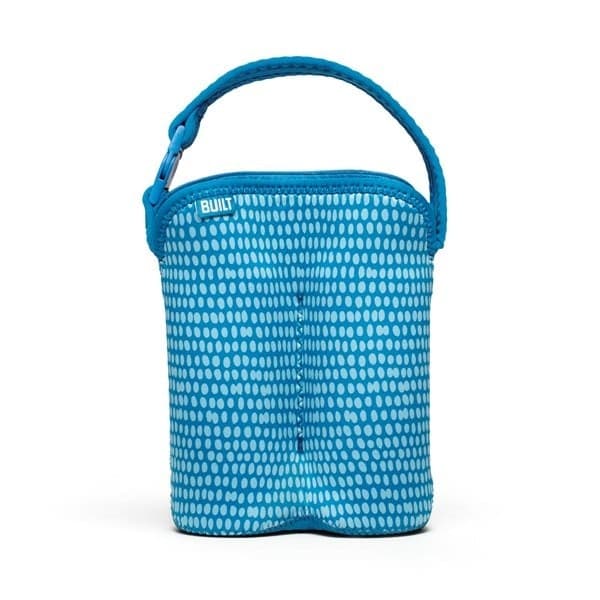 BUILT Bottle Buddy Two Bottle Tote with holder (Dribble Dots Blue) - 2