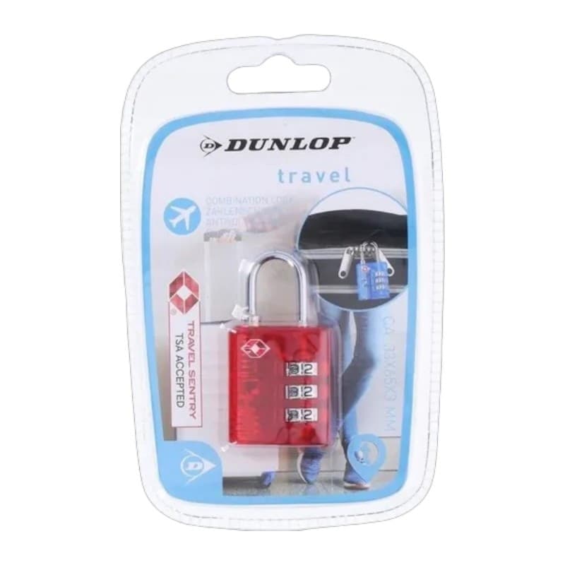 Dunlop - TSA combination lock for suitcase / luggage (Red) - 2