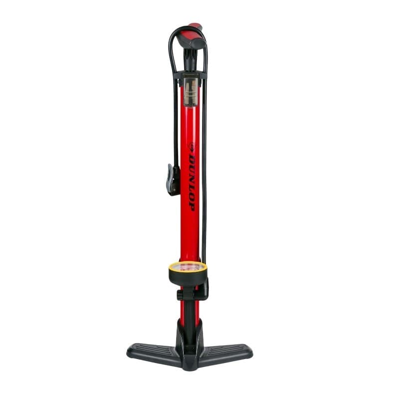 Dunlop - Floor pump for bikes, balls, mattresses with pressure gauge (Red) - 2