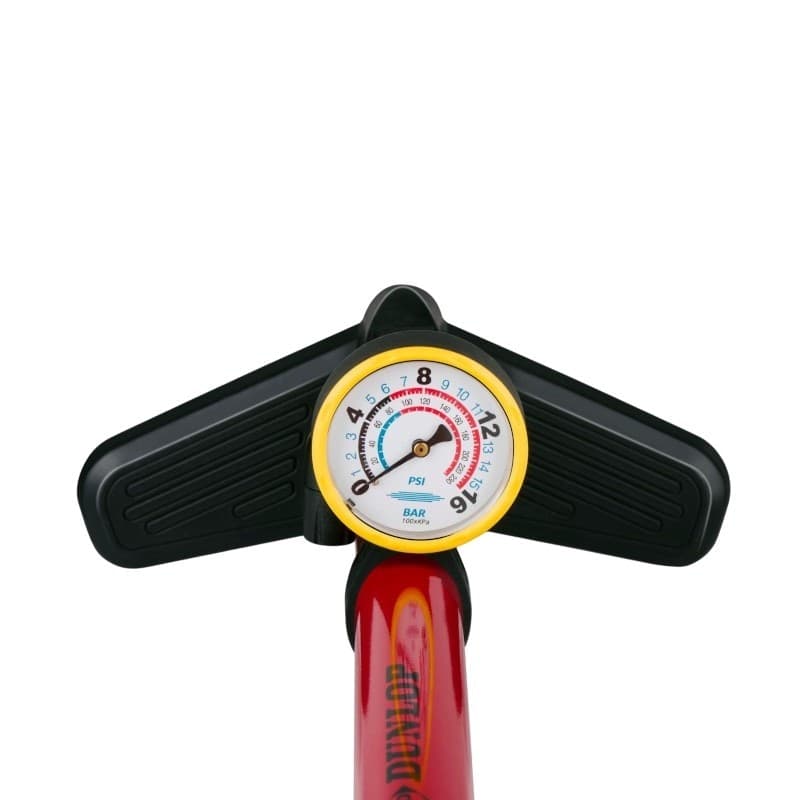 Dunlop - Floor pump for bikes, balls, mattresses with pressure gauge (Red) - 19
