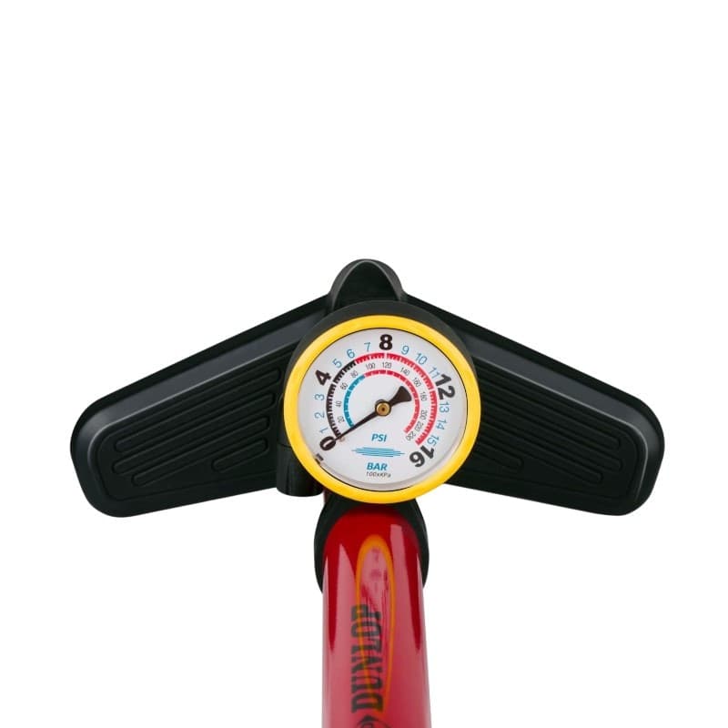 Dunlop - Floor pump for bikes, balls, mattresses with pressure gauge (Red) - 9