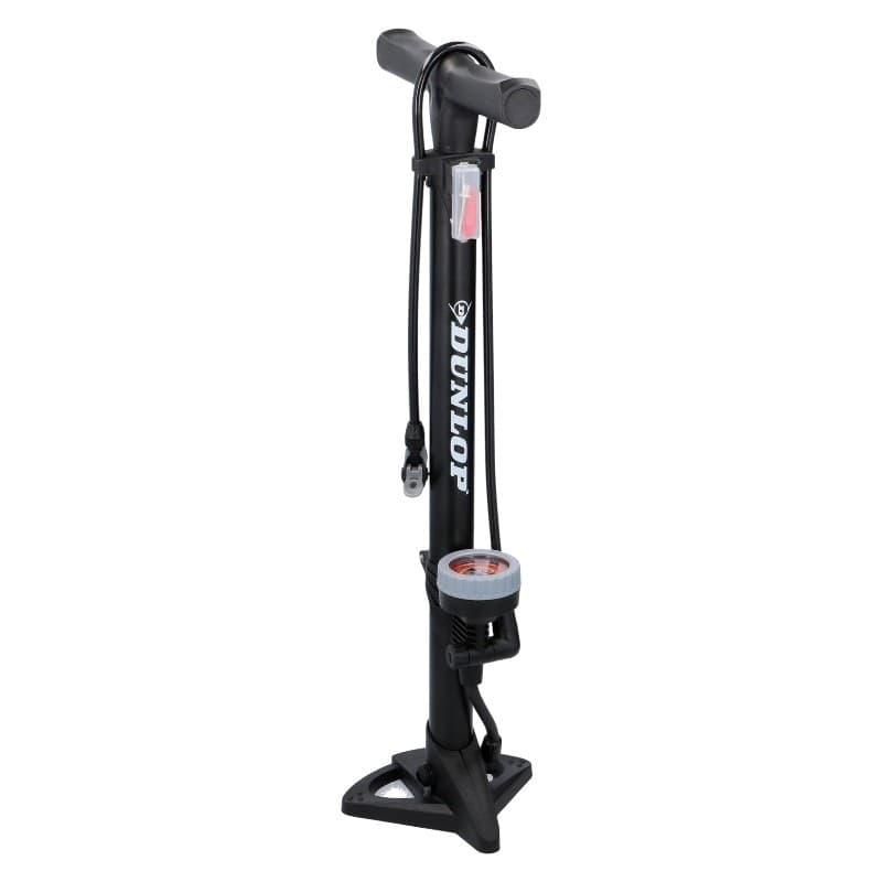 Dunlop - Floor pump for bikes, balls, mattresses with pressure gauge (Black) - 12
