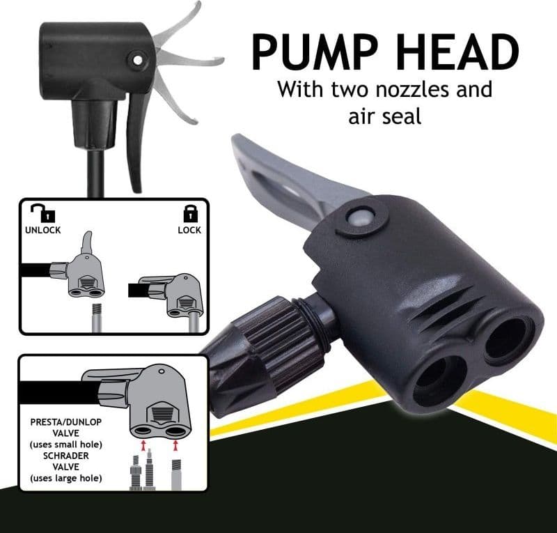 Dunlop - Floor pump for bikes, balls, mattresses with pressure gauge (Black) - 14