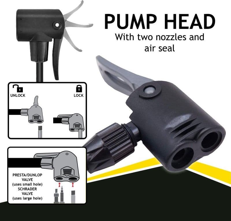 Dunlop - Floor pump for bikes, balls, mattresses with pressure gauge (Black) - 4