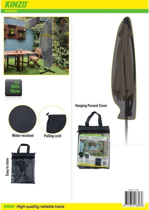 Kinzo - Protective Cover for Garden Umbrella 265x70 cm (Anthracite) - 15