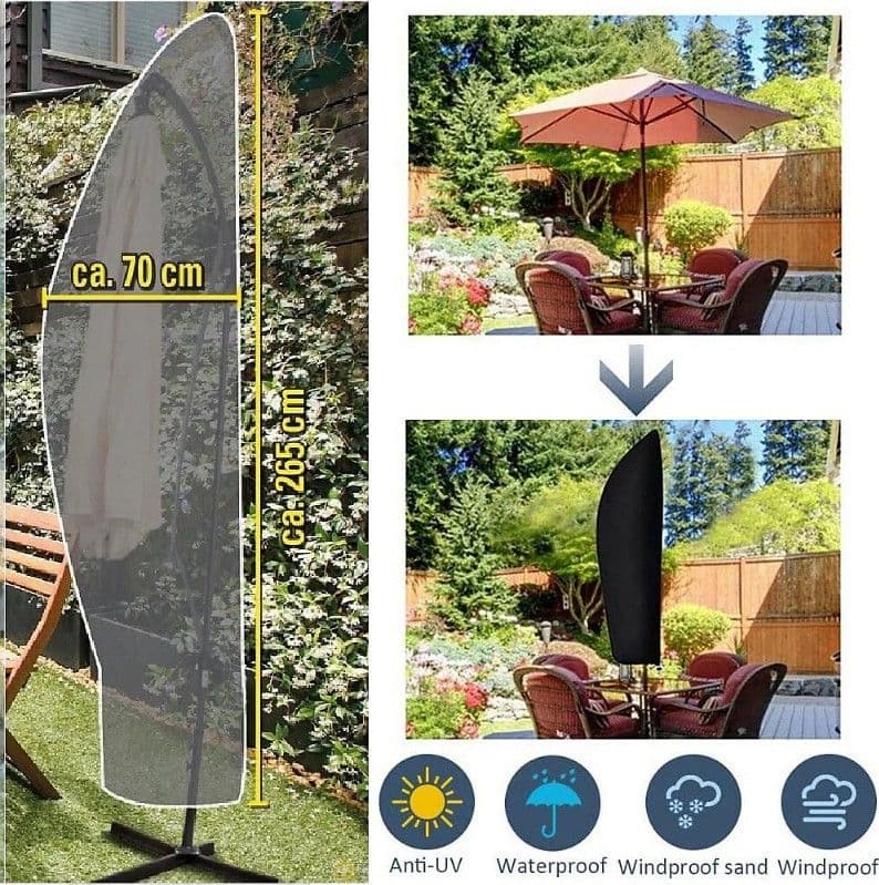 Kinzo - Protective Cover for Garden Umbrella 265x70 cm (Anthracite) - 18